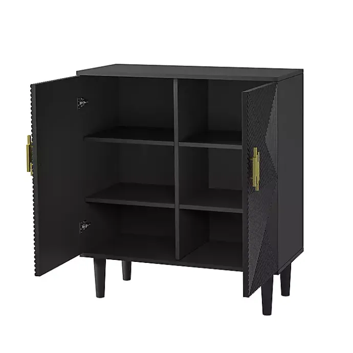 Hot Kirklands Home Geometric Gold Handle Cabinet Black