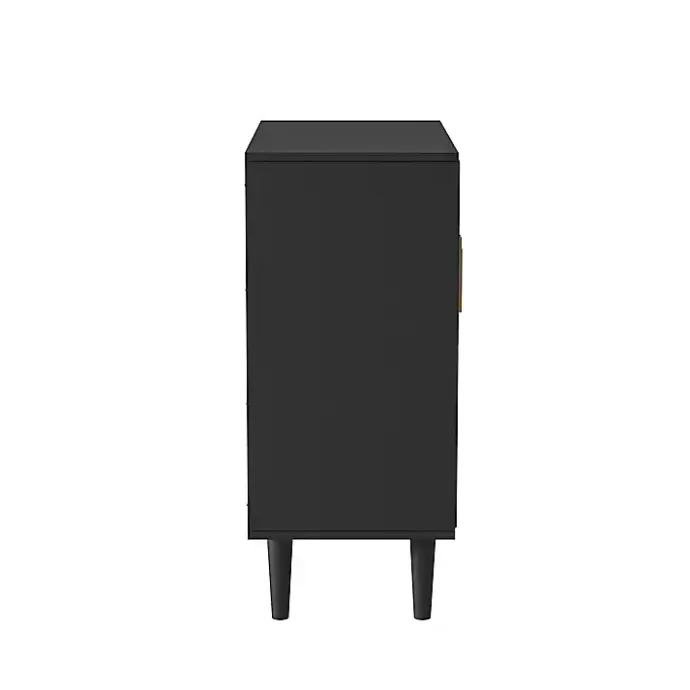 Hot Kirklands Home Geometric Gold Handle Cabinet Black