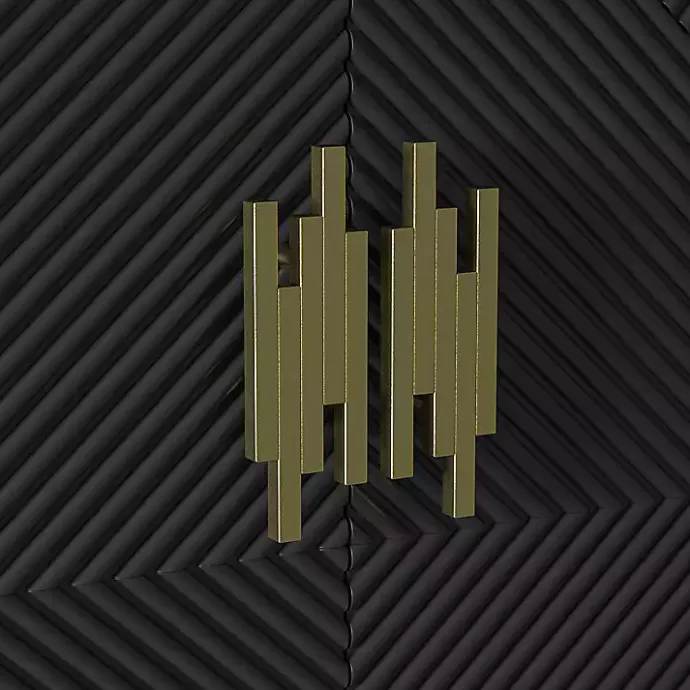 Hot Kirklands Home Geometric Gold Handle Cabinet Black
