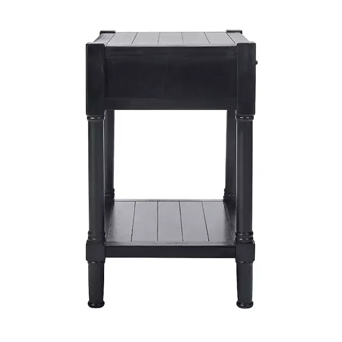 Kirklands Home Geometrical Industrial Pull Accent Table Black