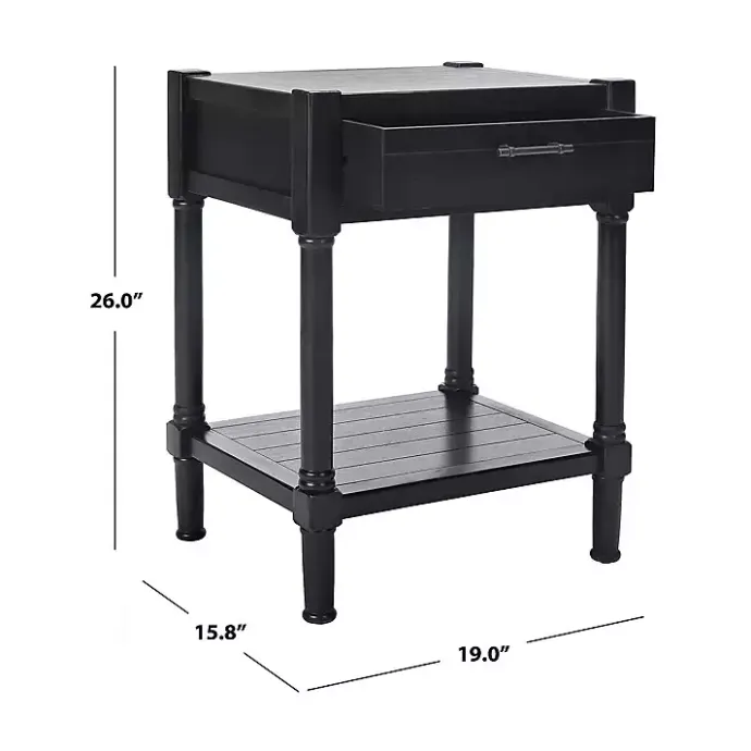 Kirklands Home Geometrical Industrial Pull Accent Table Black