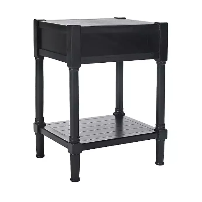 Kirklands Home Geometrical Industrial Pull Accent Table Black