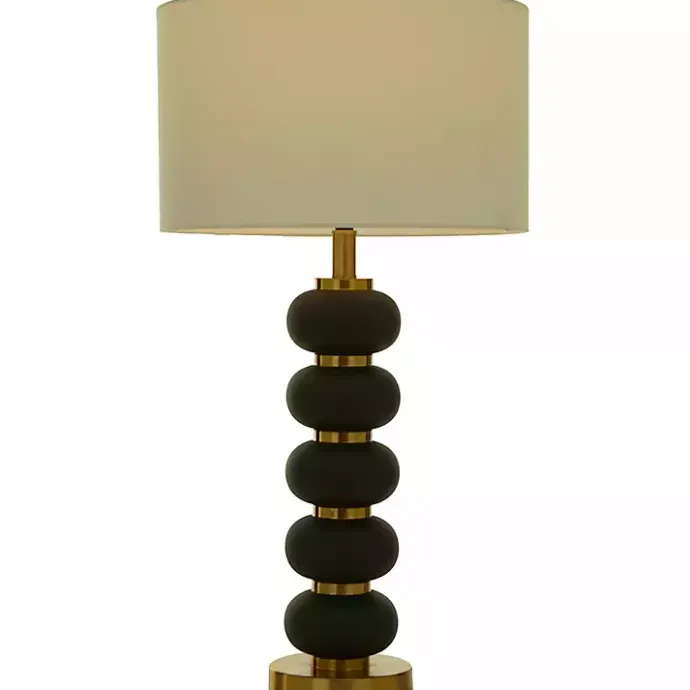 New Kirklands Home Black Gold Metal Spindle Table Lamp Cream