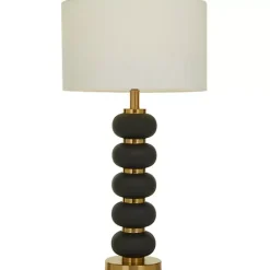New Kirklands Home Black Gold Metal Spindle Table Lamp Cream