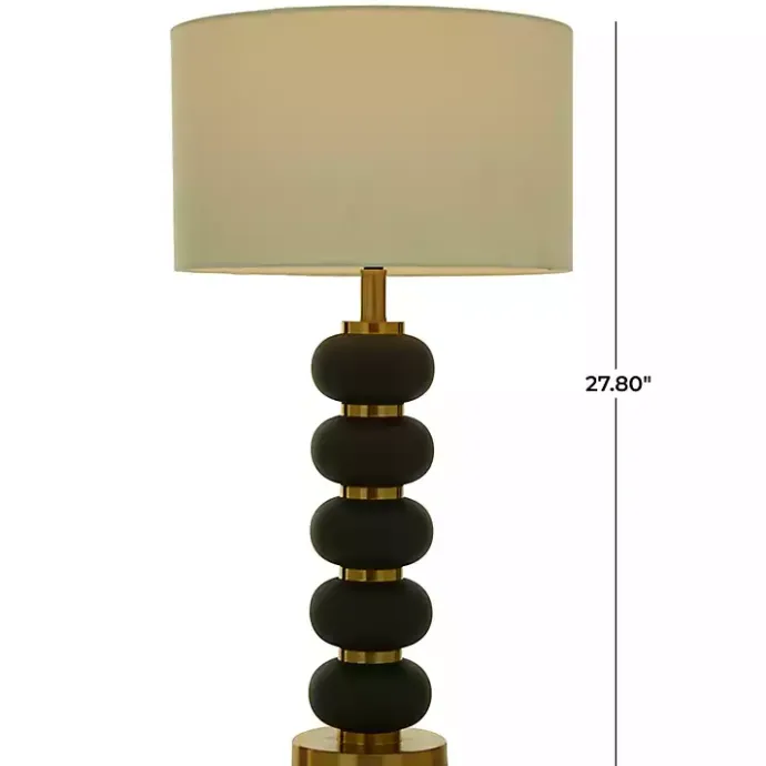 New Kirklands Home Black Gold Metal Spindle Table Lamp Cream