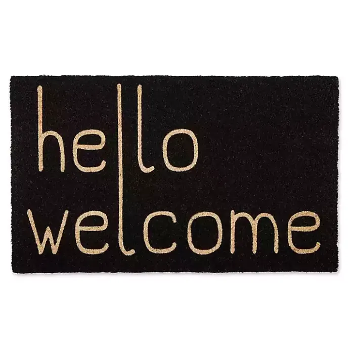 Kirklands Home Black Hello Welcome Doormat