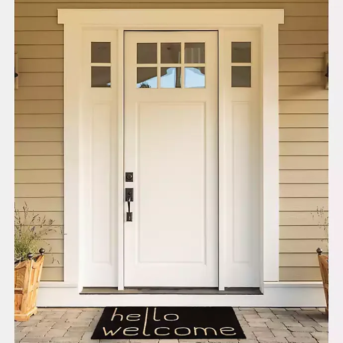 Kirklands Home Black Hello Welcome Doormat
