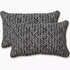 Outlet Kirklands Home Herringbone Outdoor Lumbar Pillows, Set of 2 Black