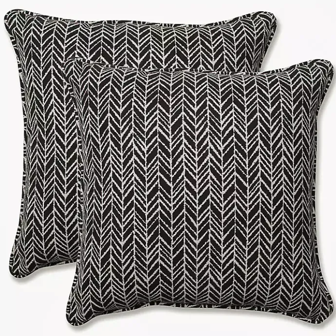 Discount Kirklands Home Herringbone Outdoor Pillows, Set of 2 Black