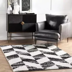 Clearance Kirklands Home Black Herringbone Shag Area Rug, 9x12