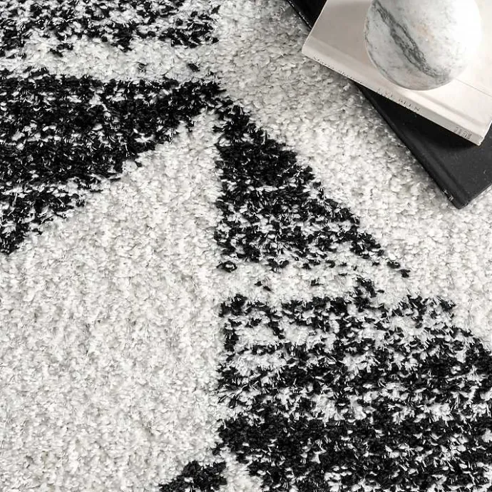 Clearance Kirklands Home Black Herringbone Shag Area Rug, 9x12