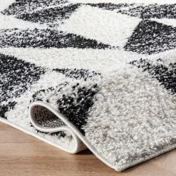 Clearance Kirklands Home Black Herringbone Shag Area Rug, 9x12