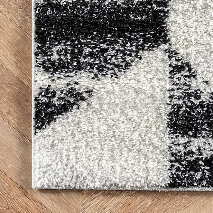 Clearance Kirklands Home Black Herringbone Shag Area Rug, 9x12