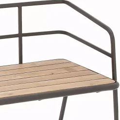 Outlet Kirklands Home Black Iron and Wooden Seat Industrial Bench