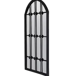 Outlet Kirklands Home Black Iron Arched Windowpane Mirror