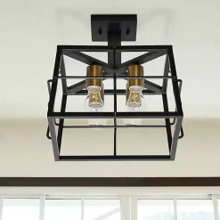 Discount Kirklands Home Ironhouse Flush Mount Light Black
