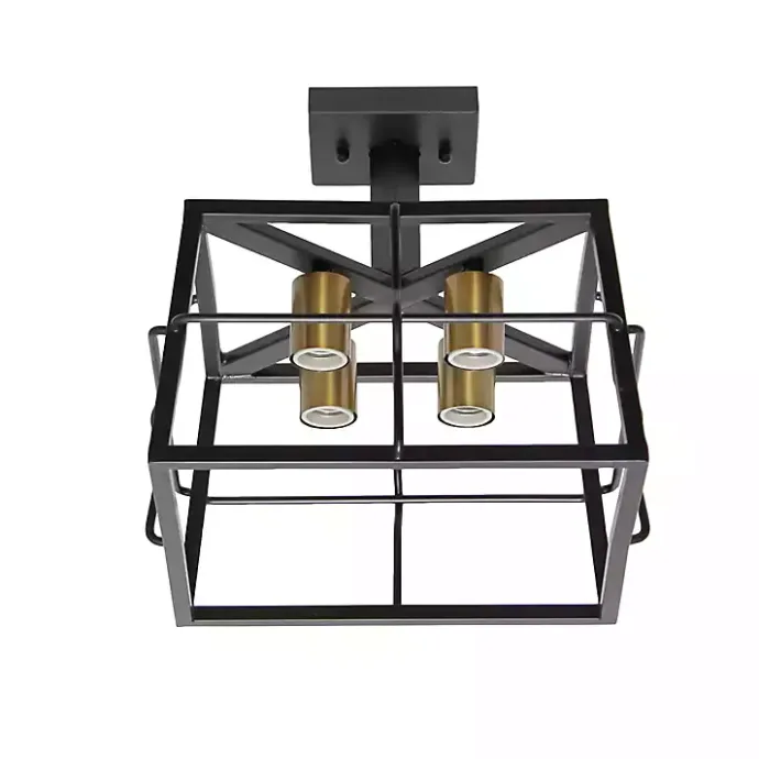 Discount Kirklands Home Ironhouse Flush Mount Light Black