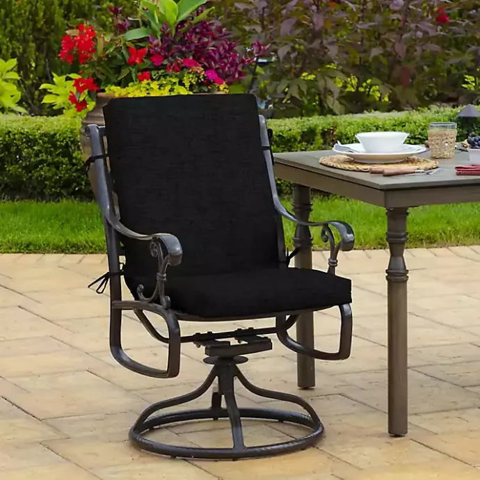 Discount Kirklands Home Leala Texture Outdoor Dining Chair Cushion Black