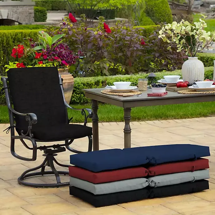 Discount Kirklands Home Leala Texture Outdoor Dining Chair Cushion Black