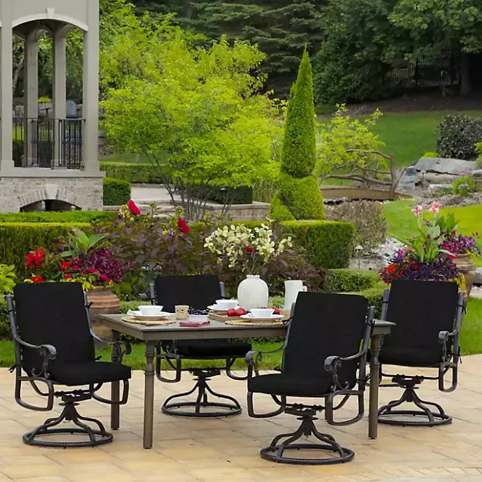 Discount Kirklands Home Leala Texture Outdoor Dining Chair Cushion Black