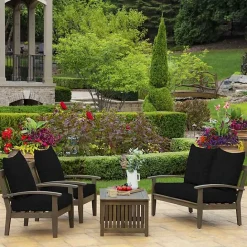 Discount Kirklands Home Leala Texture Outdoor Deep Seat Cushions Black