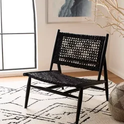 Kirklands Home Leather Woven Accent Chair Black