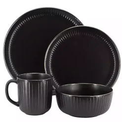 Outlet Kirklands Home Leo Stoneware 16-pc. Dinnerware Set Black