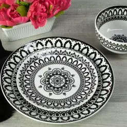 Hot Kirklands Home Black Lila Patterned 12-pc. Dinnerware Set