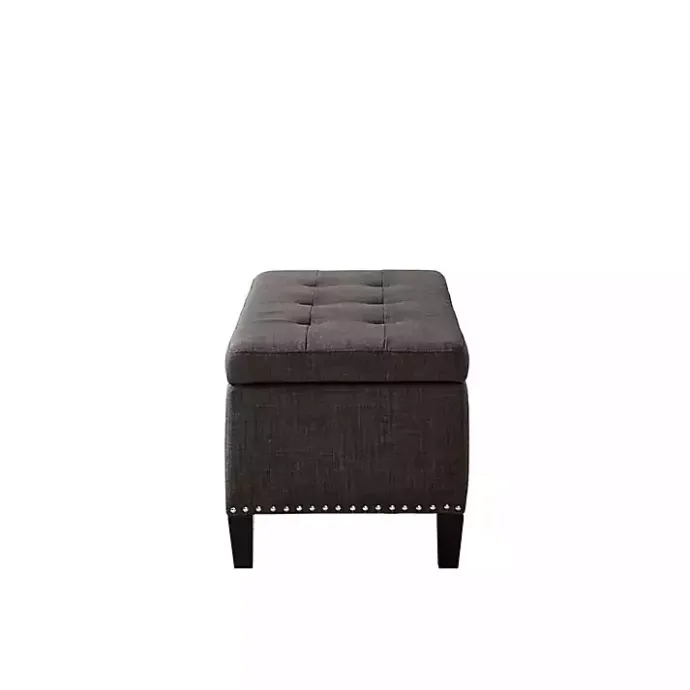 Kirklands Home Linen Button Tufted Storage Bench Black