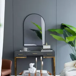 Clearance Kirklands Home Long Arched Wall Mirror Black