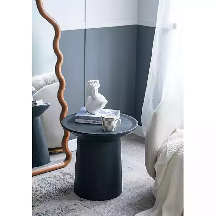 Hot Kirklands Home Mango Wood Round Pedestal Accent Table Black