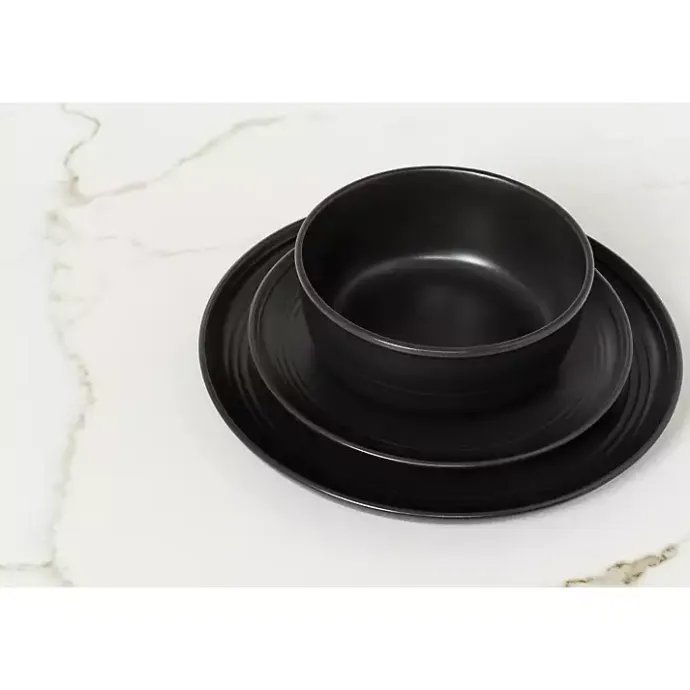 Clearance Kirklands Home Matte Double Line 16-pc. Dinnerware Set Black