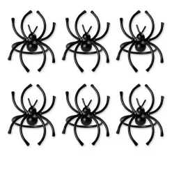 Kirklands Home Matte Spider Napkin Rings, Set of 6 Black