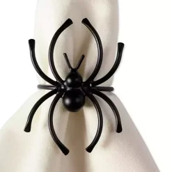 Kirklands Home Matte Spider Napkin Rings, Set of 6 Black