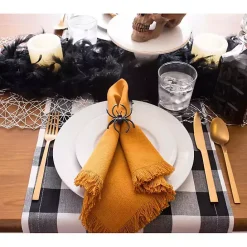 Kirklands Home Matte Spider Napkin Rings, Set of 6 Black