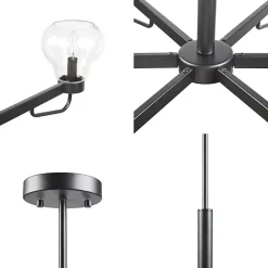 Clearance Kirklands Home Black Metal & Bowl Glass Shade 6-Light Chandelier