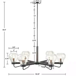 Clearance Kirklands Home Black Metal & Bowl Glass Shade 6-Light Chandelier