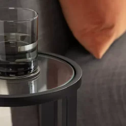Sale Kirklands Home Metal & Glass Ravalli Drink Table Black