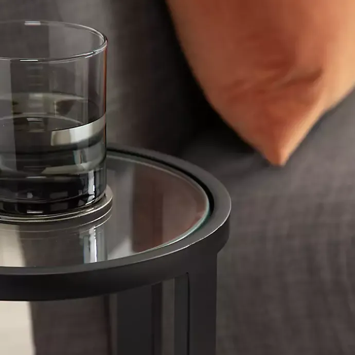 Sale Kirklands Home Metal & Glass Ravalli Drink Table Black
