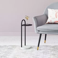 Online Kirklands Home Black Metal & Marble Loop Accent Table White