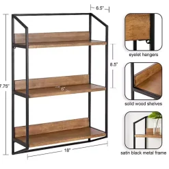 Sale Kirklands Home Black Metal & Rustic Wood Tiered Wall Shelf
