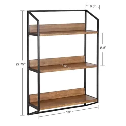 Sale Kirklands Home Black Metal & Rustic Wood Tiered Wall Shelf