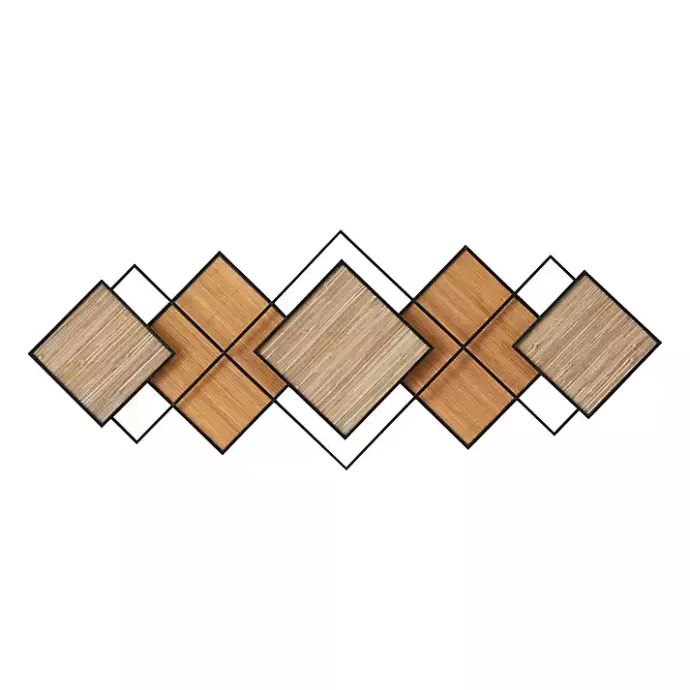 Discount Kirklands Home Black Metal and Bamboo Diamond Wall Plaque