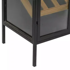 Clearance Kirklands Home Black Metal and Brown Wood Standing Wine Rack