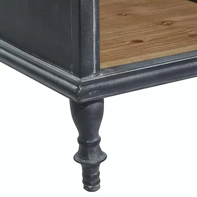 Kirklands Home Black Metal and Brown Wood Storage Cabinet