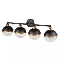 Sale Kirklands Home Black Metal and Glass 4-Globe Vanity Light