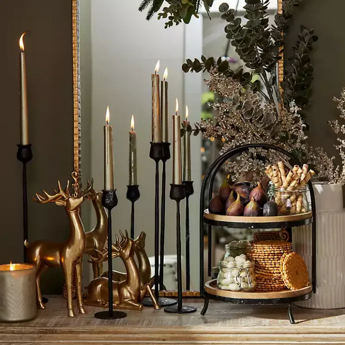 Clearance Kirklands Home Black Metal and Natural Wood 2-Tier Server