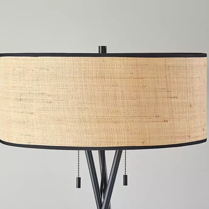 Sale Kirklands Home Black Metal and Rat Tripod Floor Lamp Tan