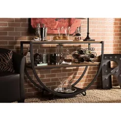 Hot Kirklands Home Black Metal and Rustic Wood Modern Console Table