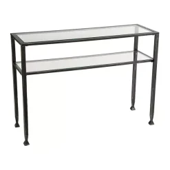 Kirklands Home Metal and Tempered Glass Console Table Black